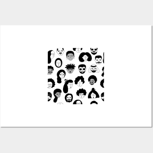 Seamless pattern with man and woman faces Posters and Art